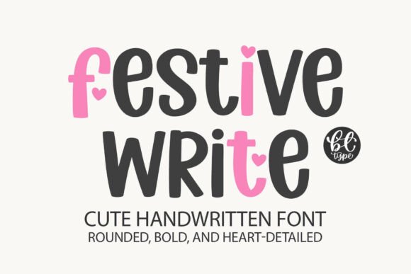 Festive Write: Handwritten Font with Heart Accents